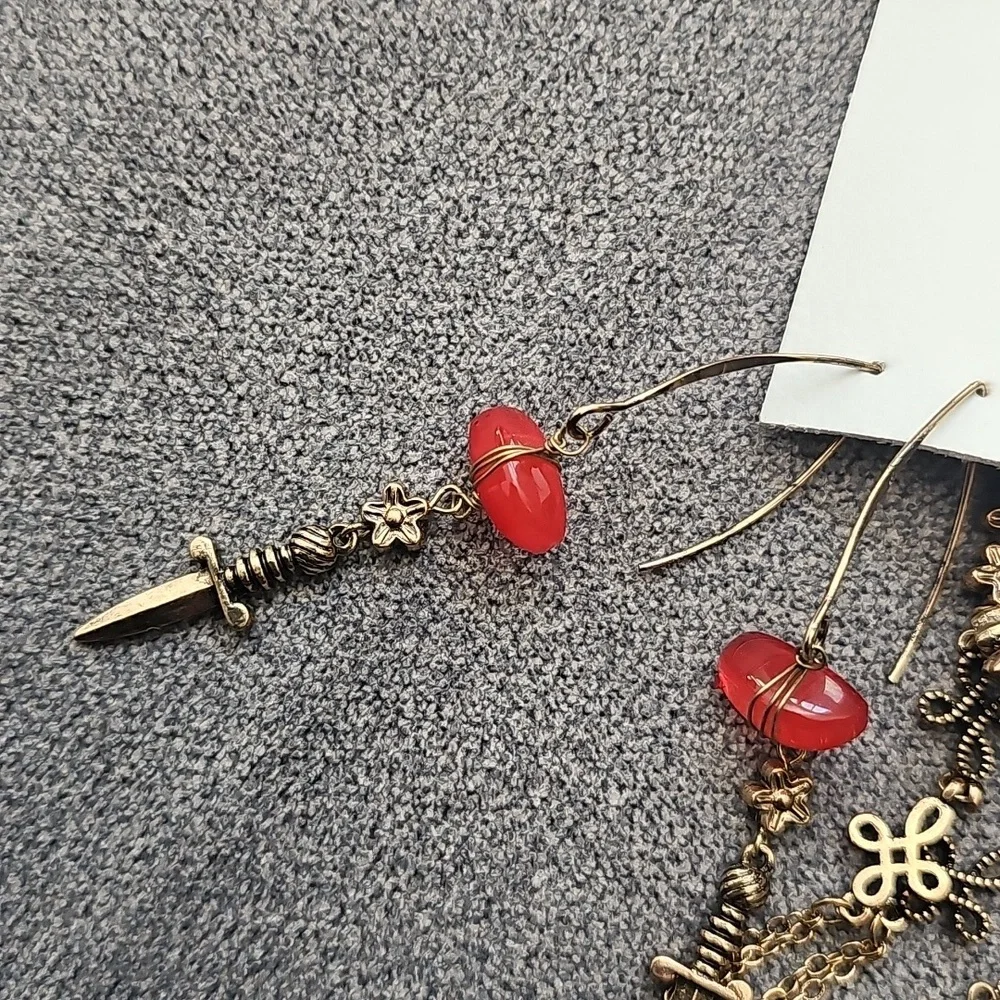 NWT Free People Siren Hoops Earrings Set 3 Pairs Gold Tone Dangle - Picture 3 of 6